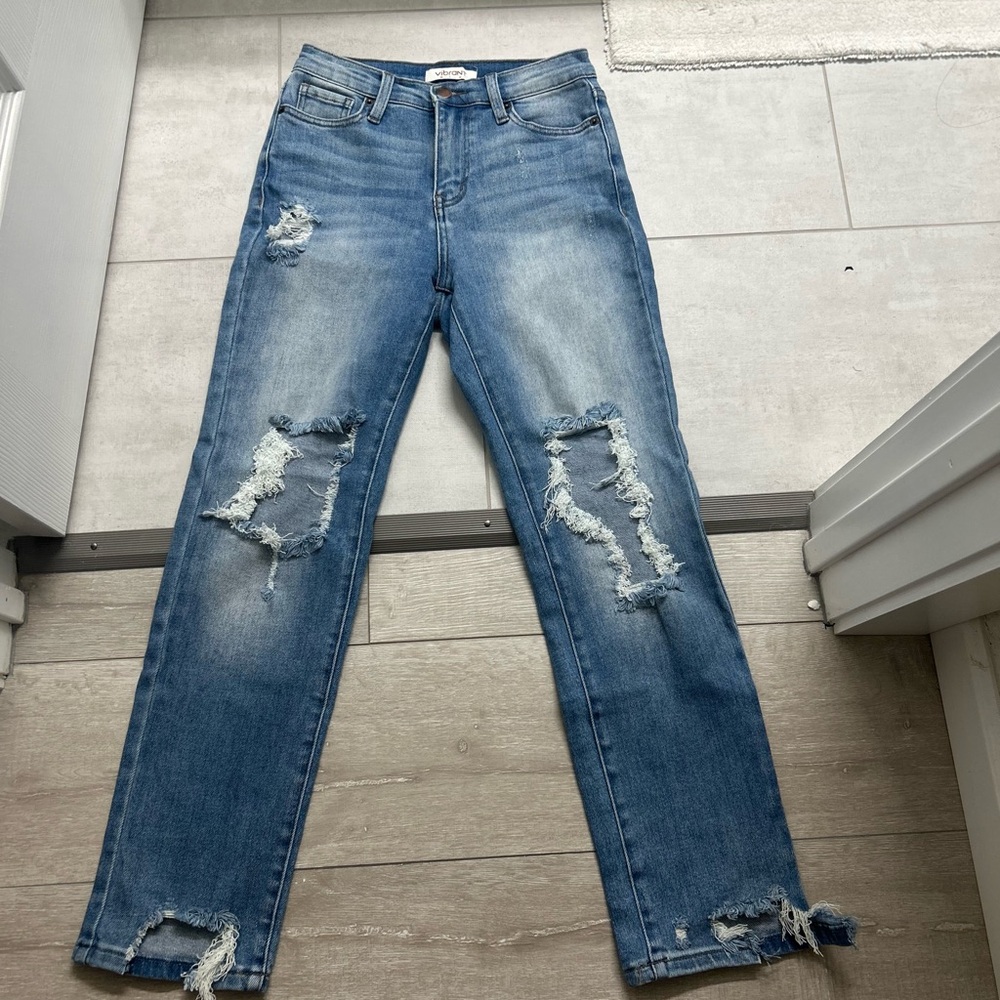 Distressed Blue Jeans